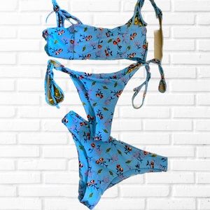 3 piece blue bikini